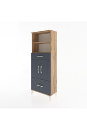 Arges Dolap 4 Raflı 2 Çekmeceli 2 Kapaklı 60x30x163 Çam-Antrasit