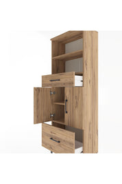 Arges Dolap 4 Raflı 2 Çekmeceli 2 Kapaklı 60x30x163 Çam-Çam