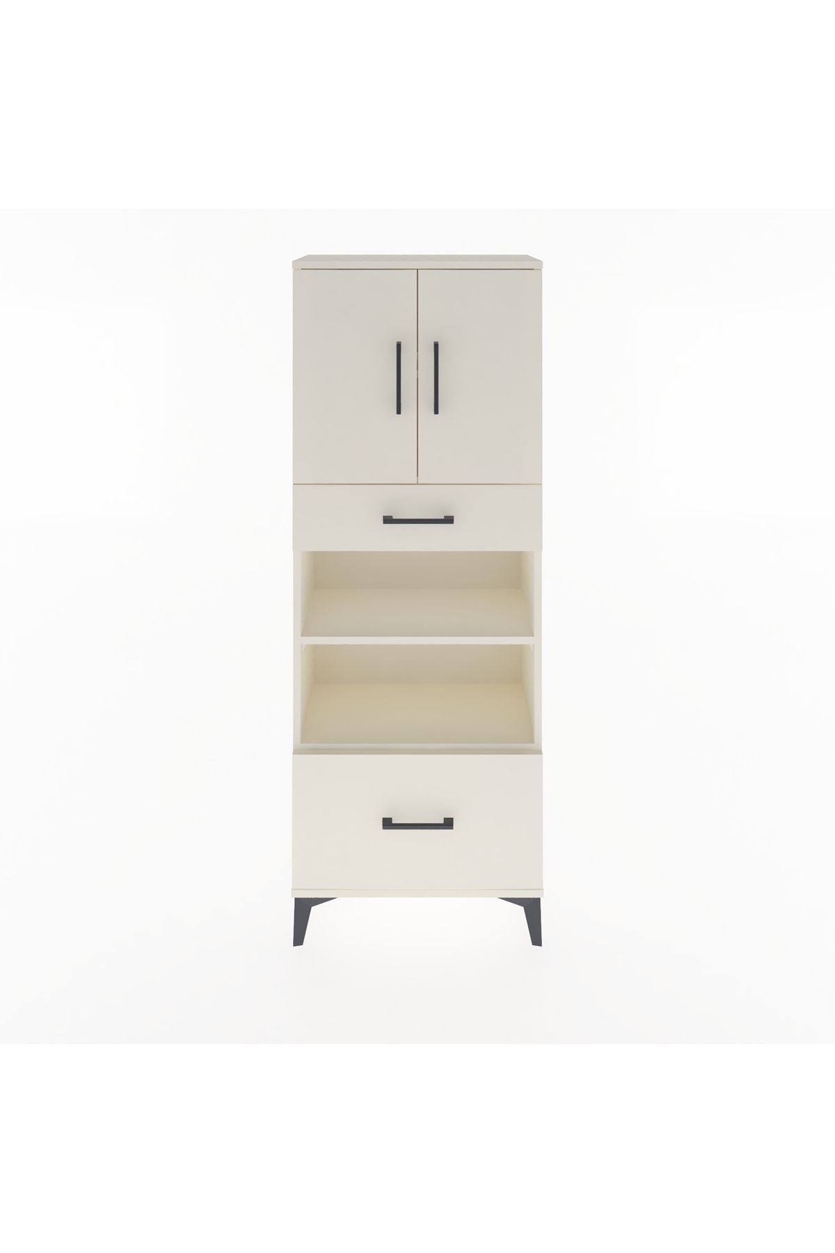 Arges Dolap 4 Raflı 2 Çekmeceli 2 Kapaklı 60x30x163 Aytaşı-Aytaşı