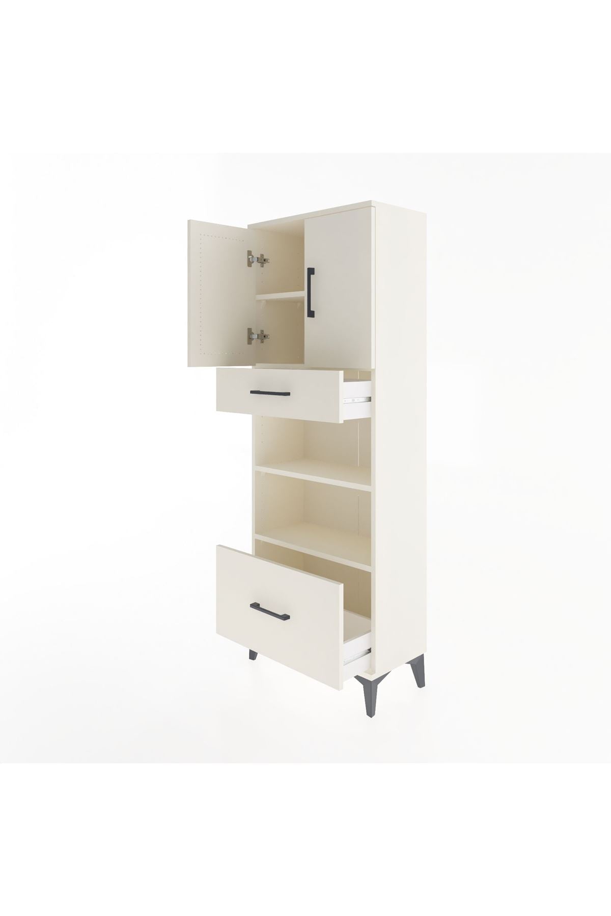 Arges Dolap 4 Raflı 2 Çekmeceli 2 Kapaklı 60x30x163 Aytaşı-Aytaşı