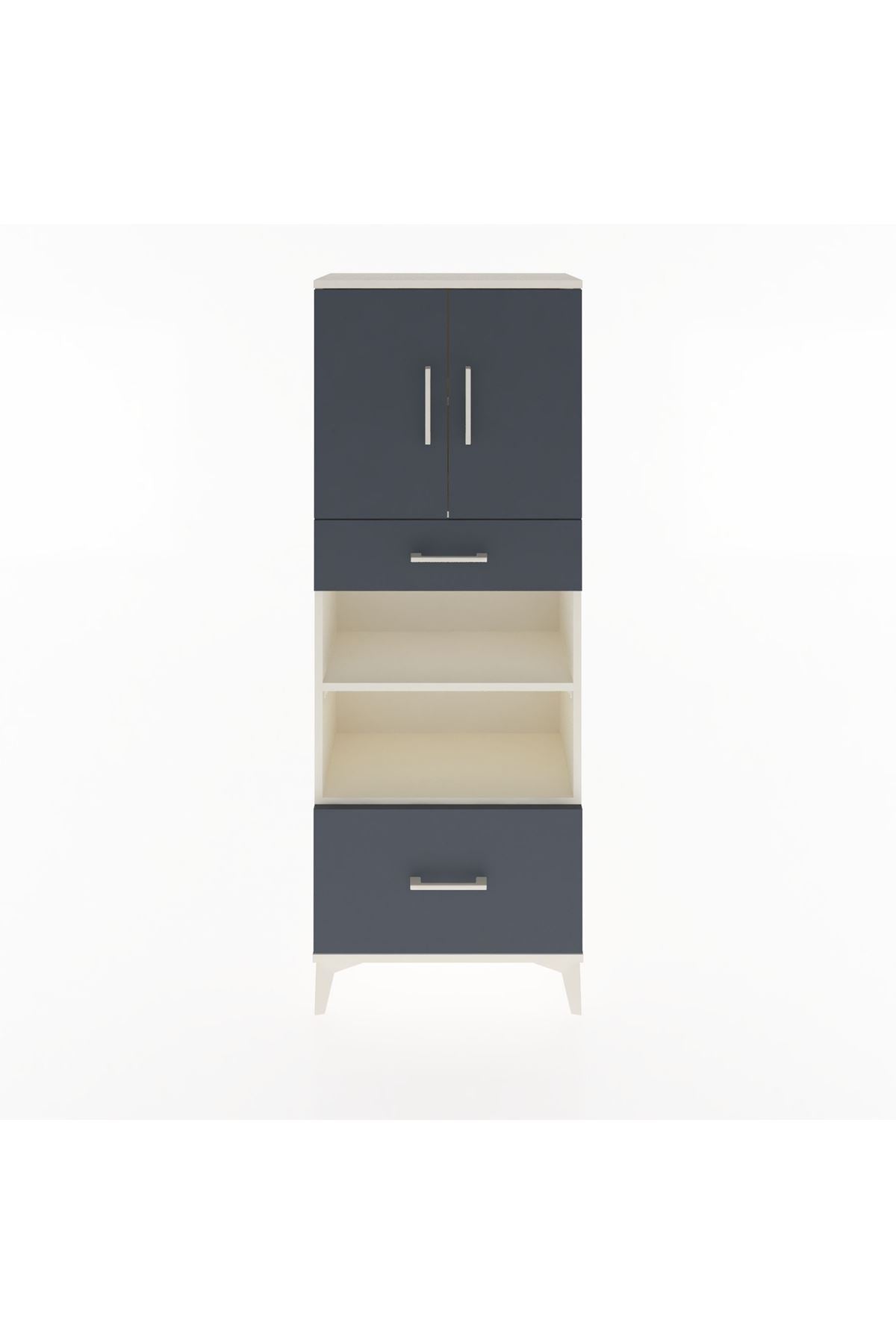 Arges Dolap 4 Raflı 2 Çekmeceli 2 Kapaklı 60x30x163 Aytaşı-Antrasit