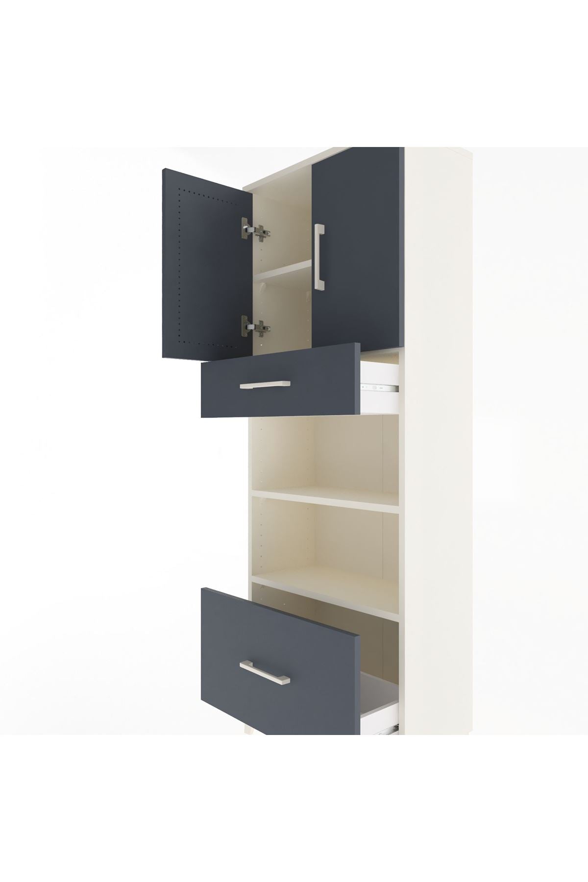 Arges Dolap 4 Raflı 2 Çekmeceli 2 Kapaklı 60x30x163 Aytaşı-Antrasit