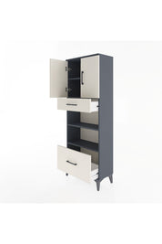 Arges Dolap 4 Raflı 2 Çekmeceli 2 Kapaklı 60x30x163 Antrasit-Aytaşı
