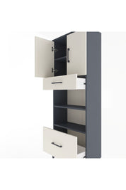 Arges Dolap 4 Raflı 2 Çekmeceli 2 Kapaklı 60x30x163 Antrasit-Aytaşı