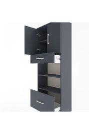 Arges Dolap 4 Raflı 2 Çekmeceli 2 Kapaklı 60x30x163 Antrasit-Antrasit