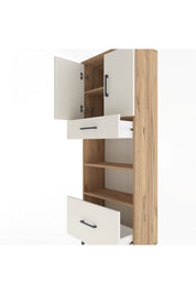 Arges Dolap 4 Raflı 2 Çekmeceli 2 Kapaklı 60x30x163 Çam-Aytaşı