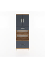 Arges Dolap 4 Raflı 2 Çekmeceli 2 Kapaklı 60x30x163 Çam-Antrasit