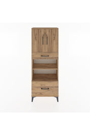 Arges Dolap 4 Raflı 2 Çekmeceli 2 Kapaklı 60x30x163 Çam-Çam