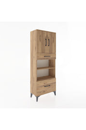 Arges Dolap 4 Raflı 2 Çekmeceli 2 Kapaklı 60x30x163 Çam-Çam