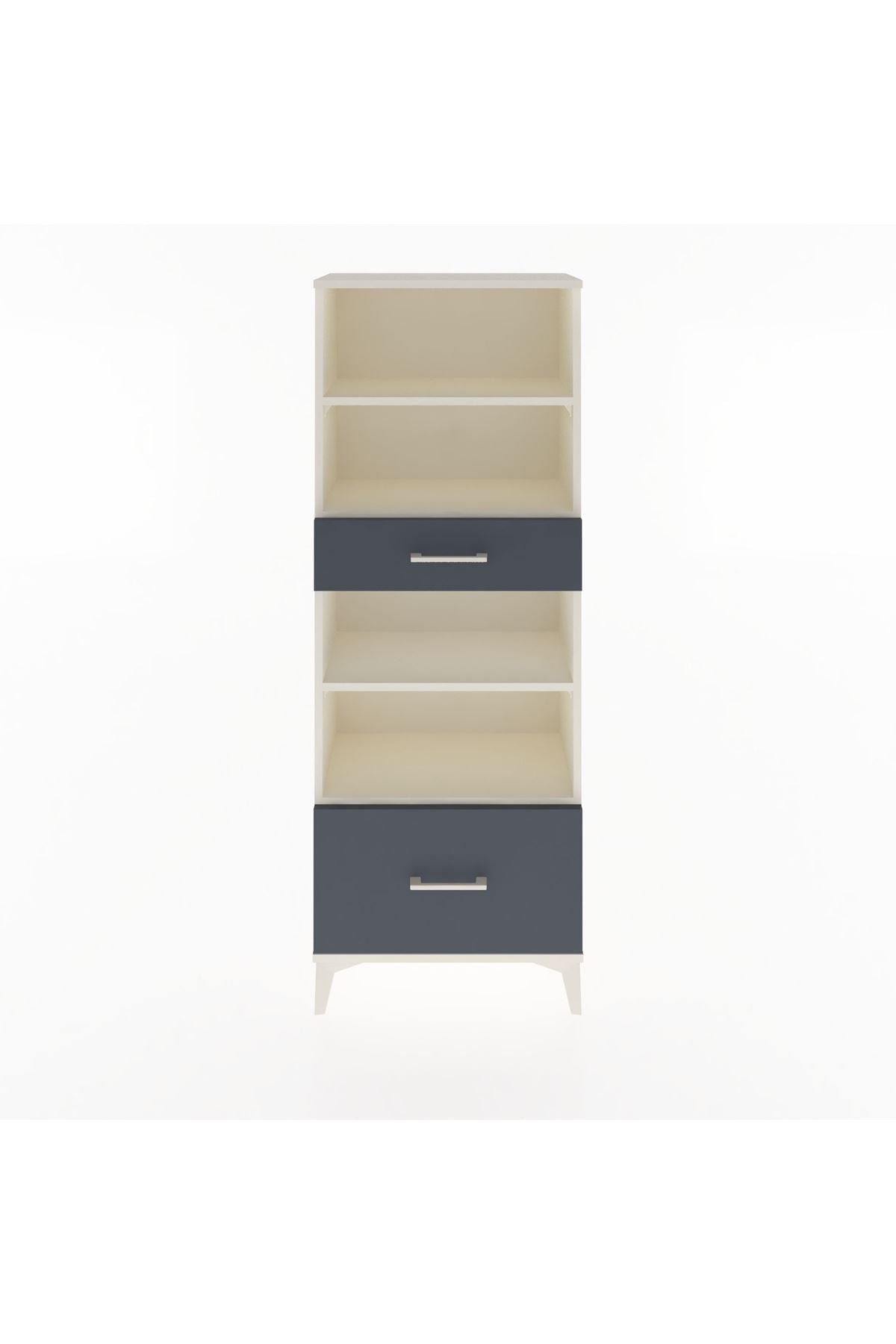 Arges Dolap 4 Raflı 2 Çekmeceli 60x30x163 Aytaşı-Antrasit