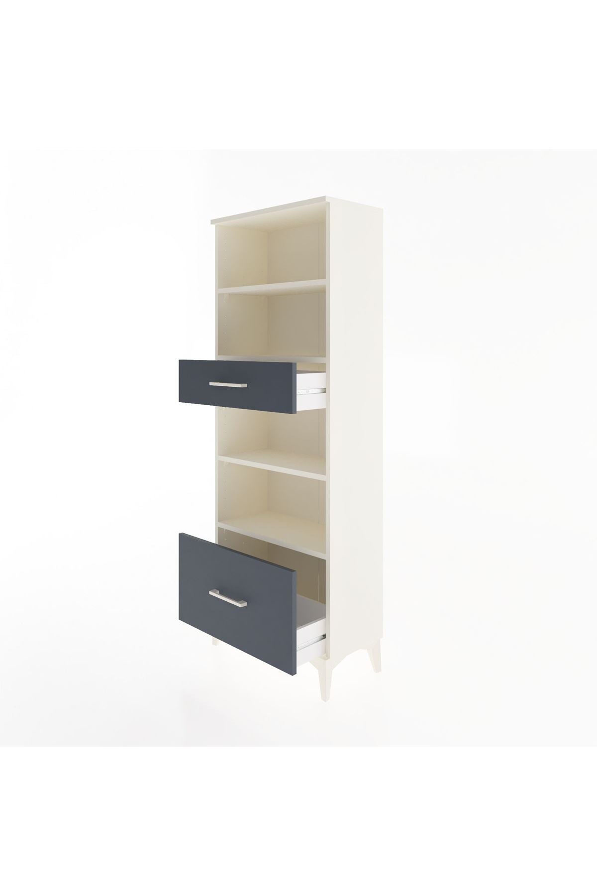 Arges Dolap 4 Raflı 2 Çekmeceli 60x30x163 Aytaşı-Antrasit