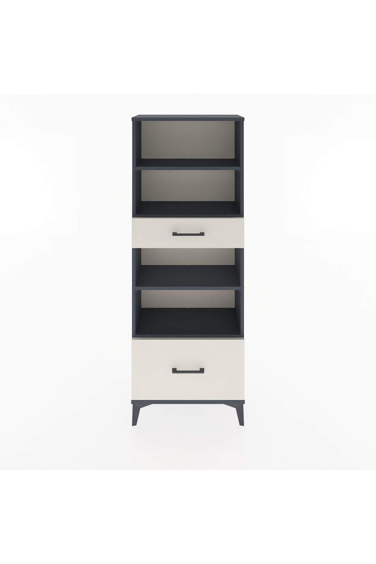 Arges Dolap 4 Raflı 2 Çekmeceli 60x30x163 Antrasit-Aytaşı