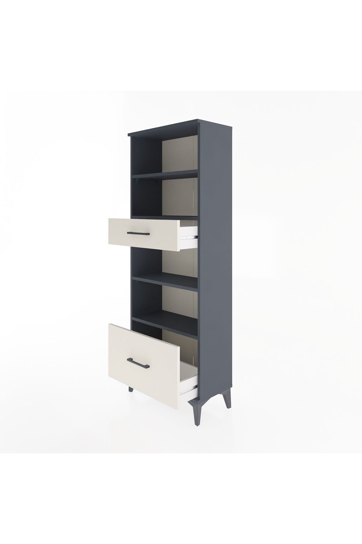 Arges Dolap 4 Raflı 2 Çekmeceli 60x30x163 Antrasit-Aytaşı