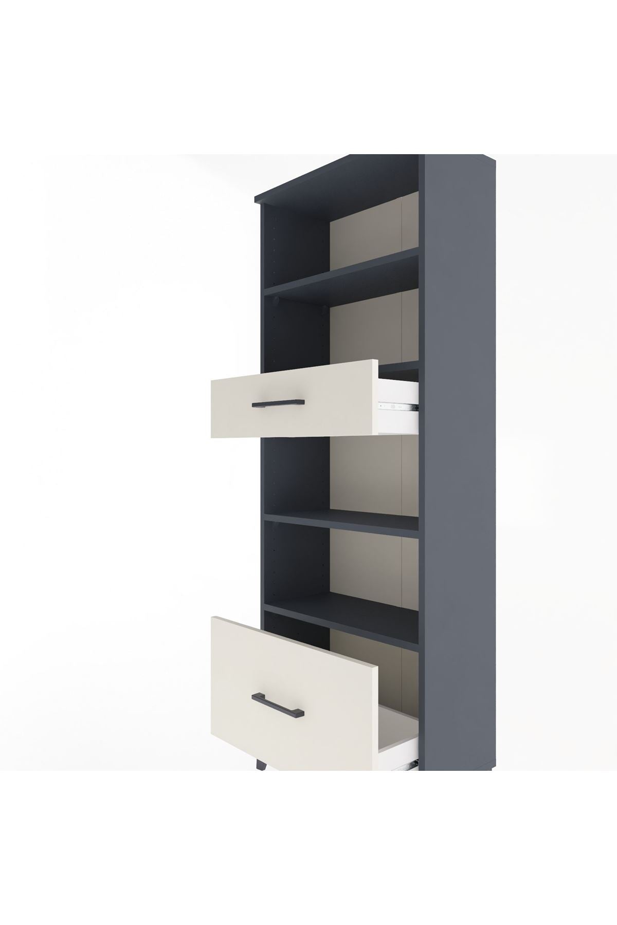 Arges Dolap 4 Raflı 2 Çekmeceli 60x30x163 Antrasit-Aytaşı