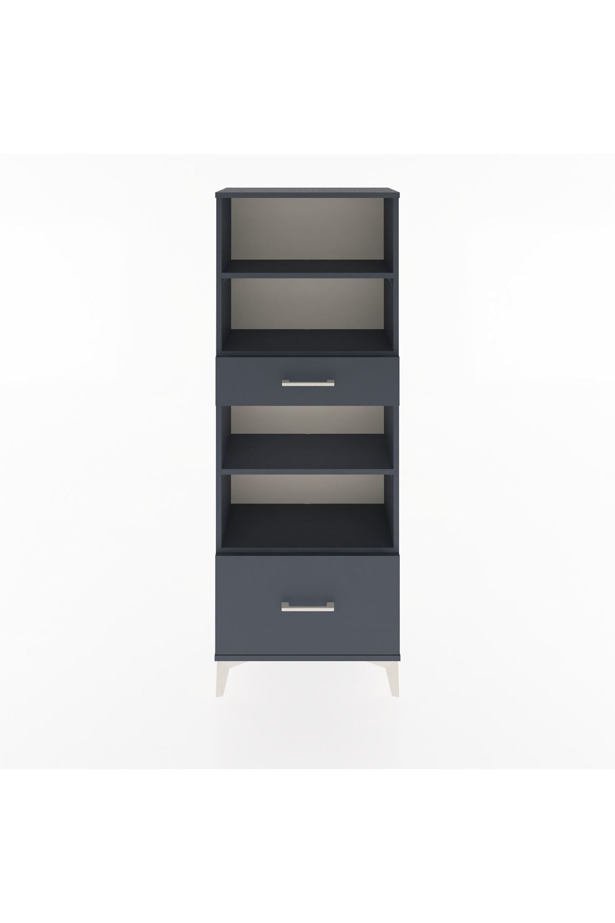 Arges Dolap 4 Raflı 2 Çekmeceli 60x30x163 Antrasit-Antrasit