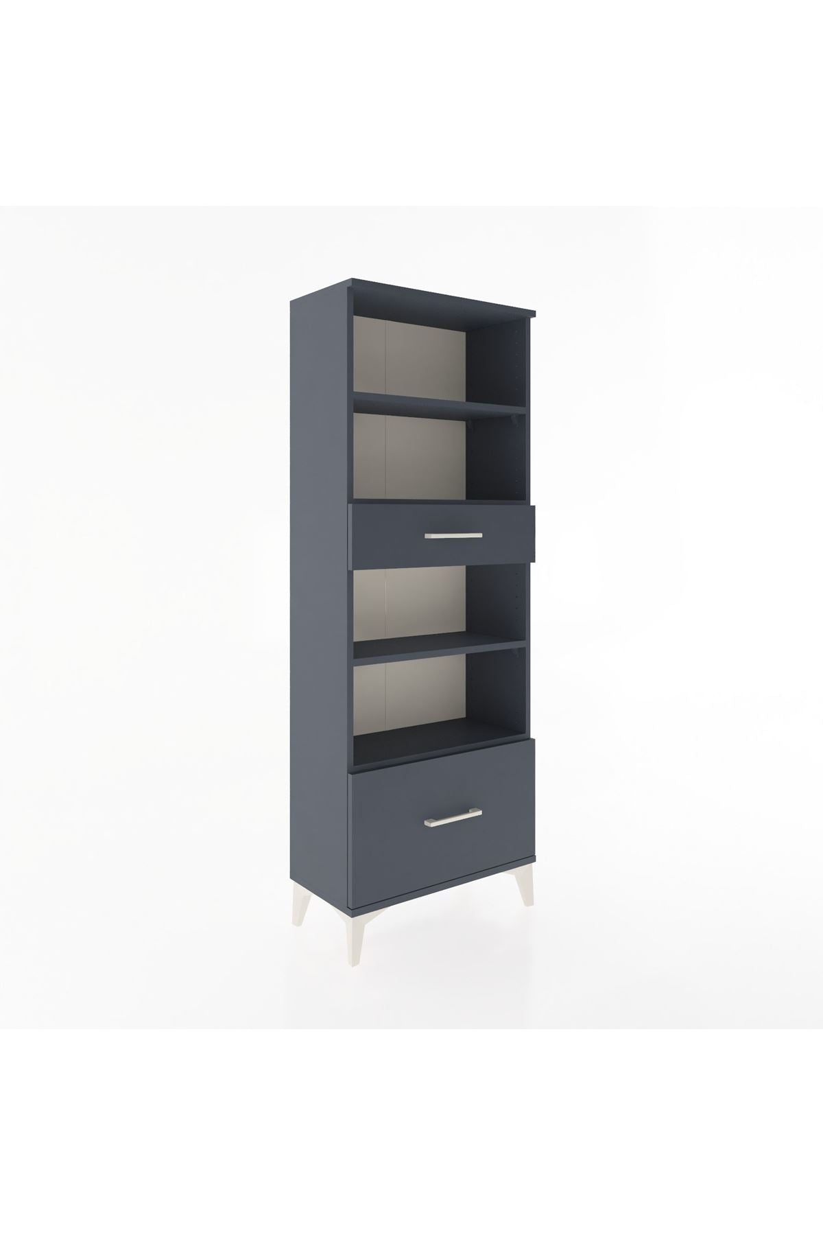 Arges Dolap 4 Raflı 2 Çekmeceli 60x30x163 Antrasit-Antrasit