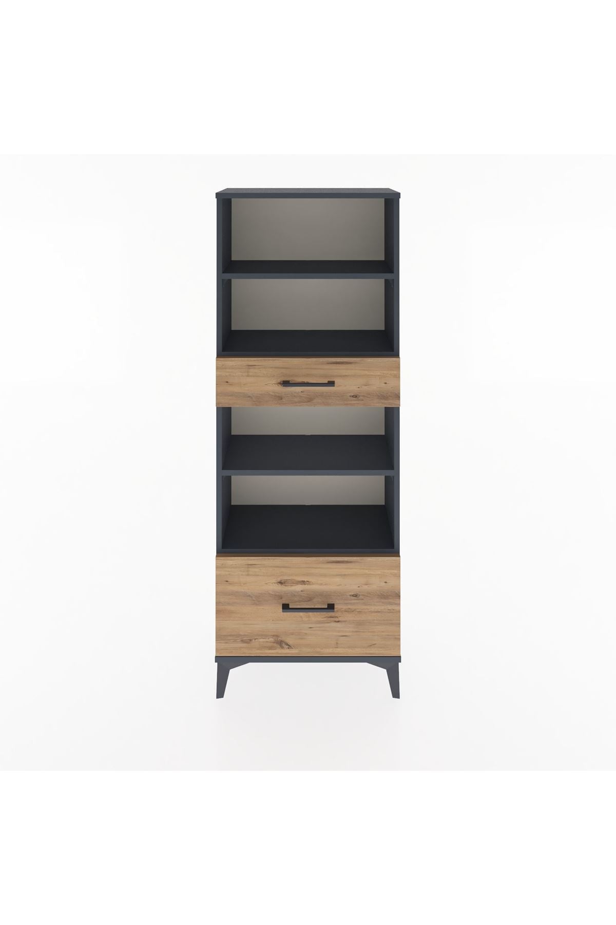 Arges Dolap 4 Raflı 2 Çekmeceli 60x30x163 Antrasit-Çam