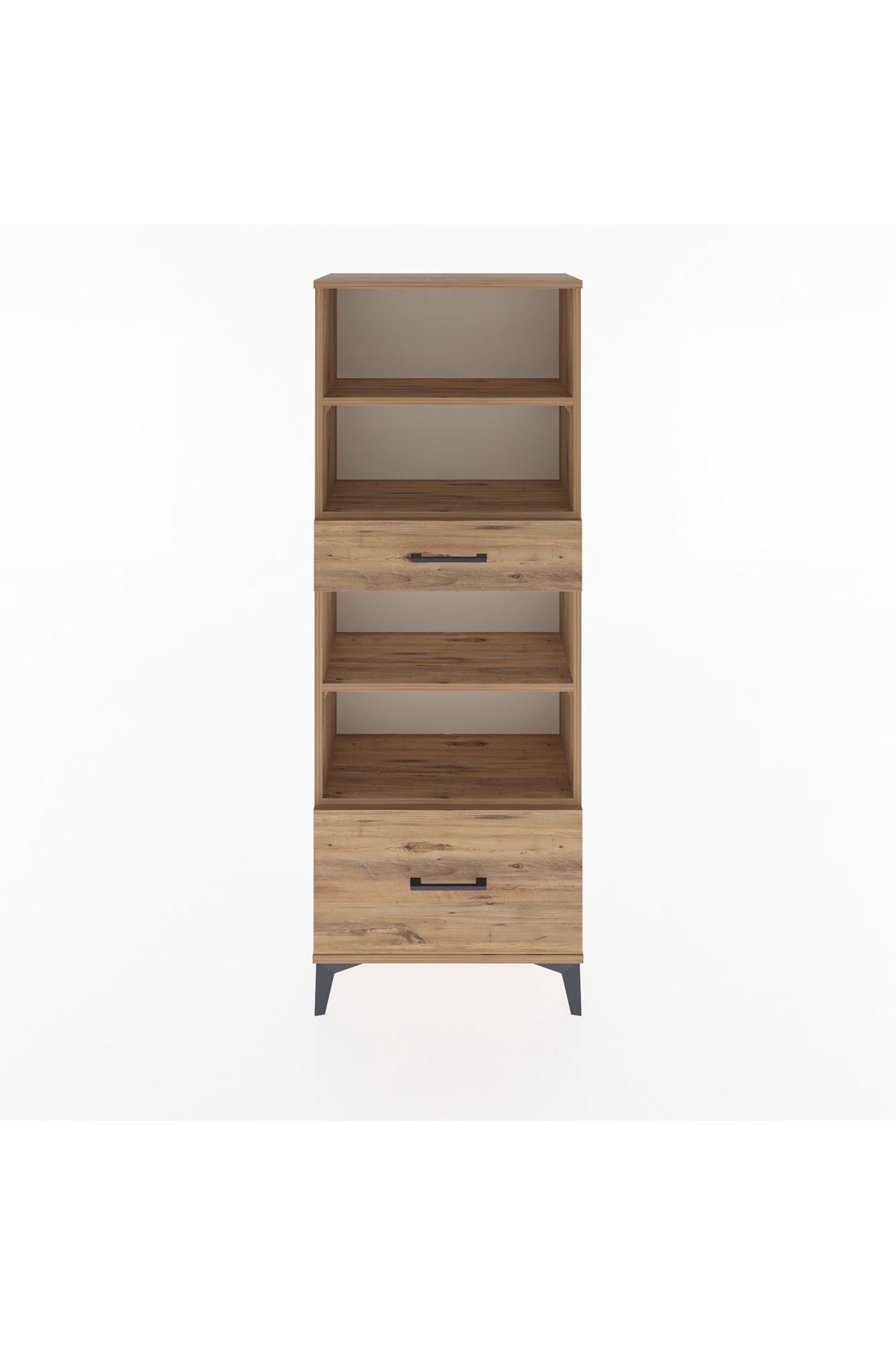 Arges Dolap 4 Raflı 2 Çekmeceli 60x30x163 Çam-Çam