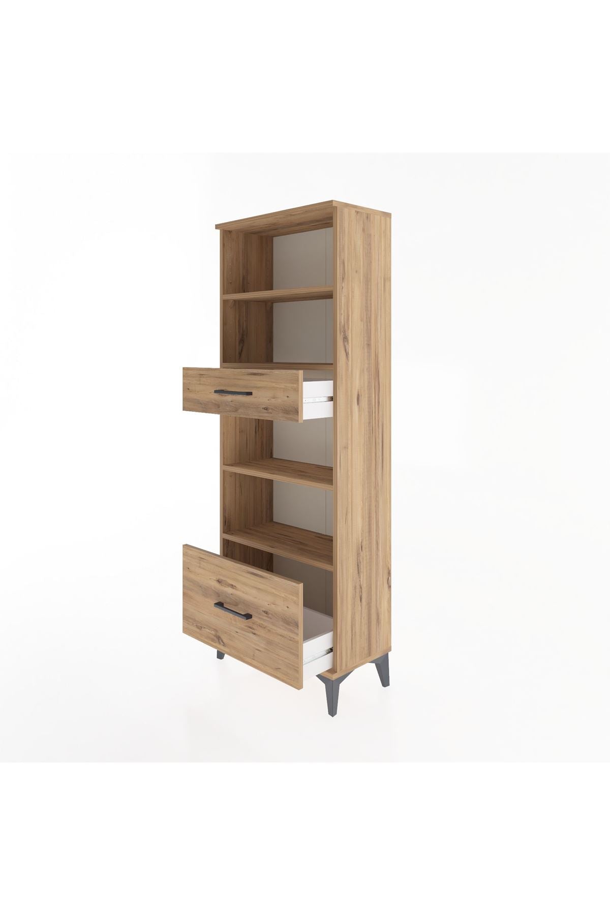 Arges Dolap 4 Raflı 2 Çekmeceli 60x30x163 Çam-Çam