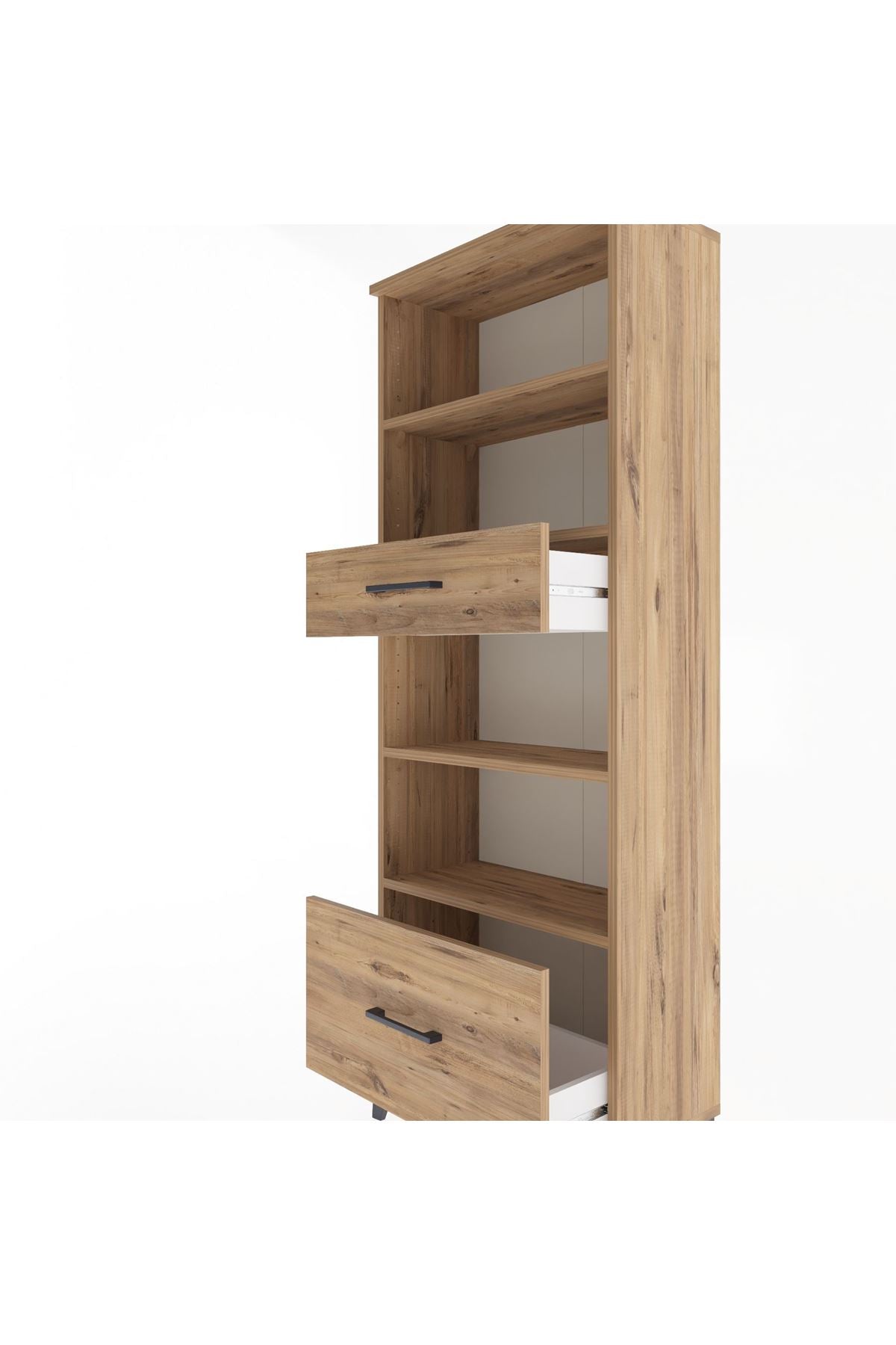 Arges Dolap 4 Raflı 2 Çekmeceli 60x30x163 Çam-Çam