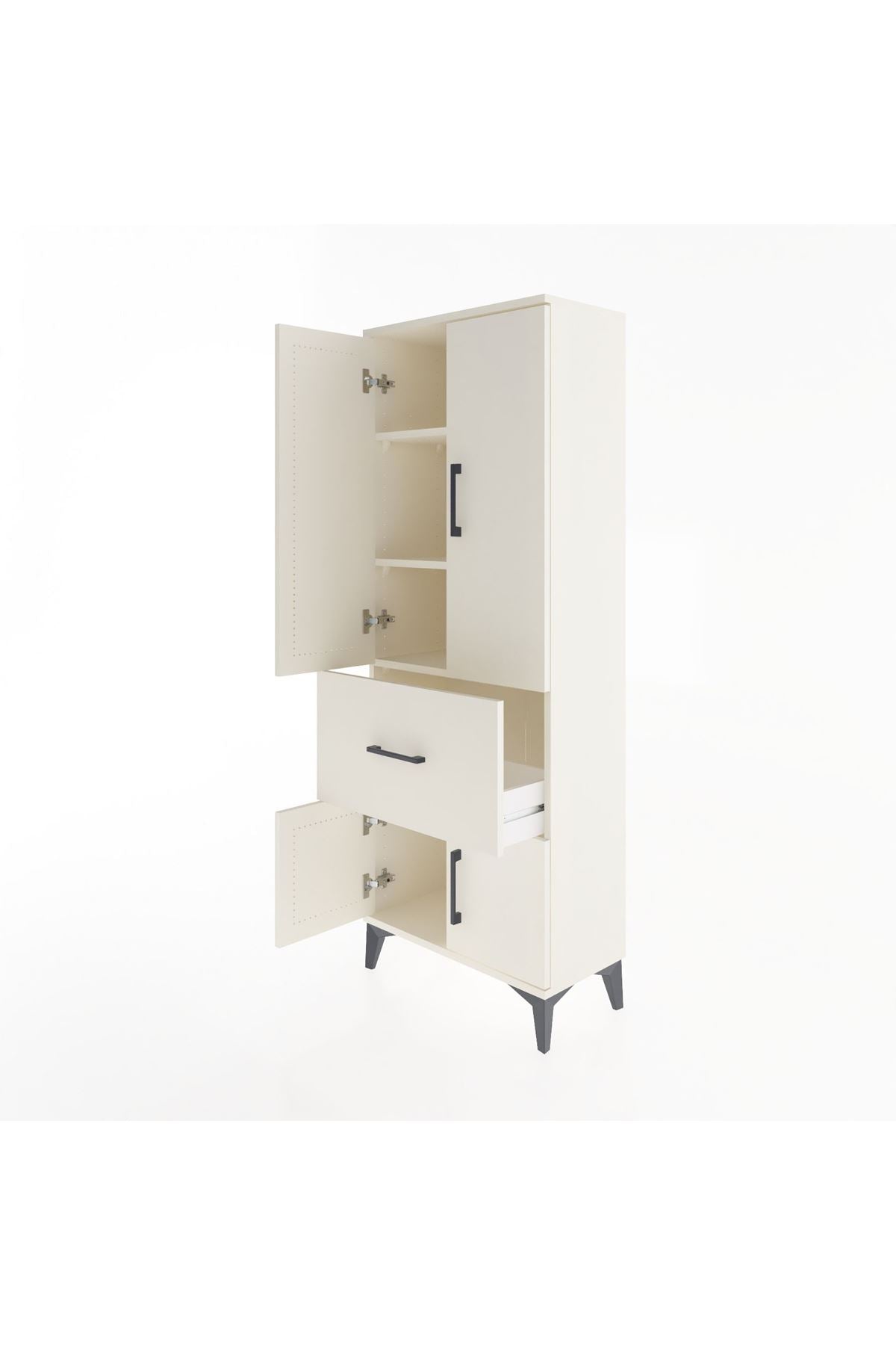 Arges Dolap 3 Raflı Tek Çekmeceli 4 Kapaklı 60x30x163 Aytaşı-Aytaşı