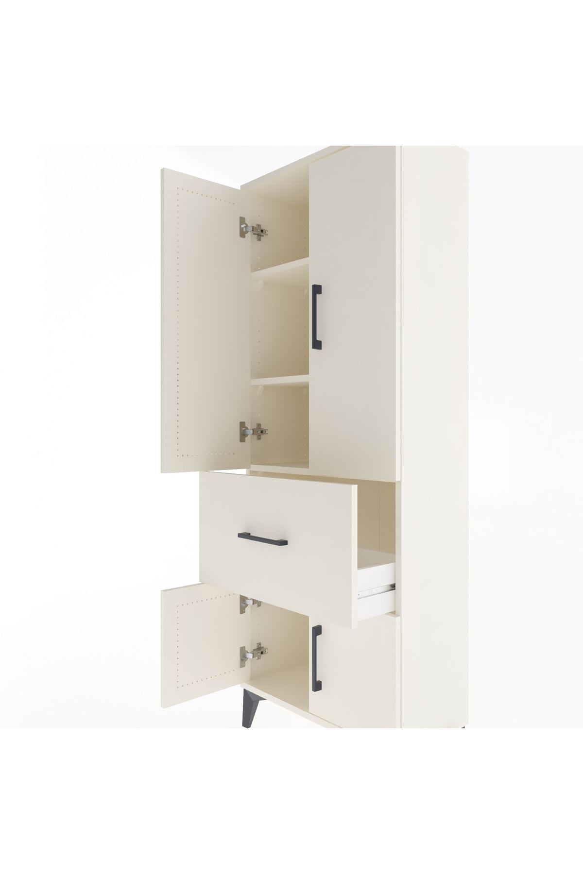 Arges Dolap 3 Raflı Tek Çekmeceli 4 Kapaklı 60x30x163 Aytaşı-Aytaşı