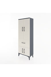 Arges Dolap 3 Raflı Tek Çekmeceli 4 Kapaklı 60x30x163 Antrasit-Aytaşı