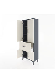 Arges Dolap 3 Raflı Tek Çekmeceli 4 Kapaklı 60x30x163 Antrasit-Aytaşı