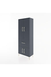 Arges Dolap 3 Raflı Tek Çekmeceli 4 Kapaklı 60x30x163 Antrasit-Antrasit