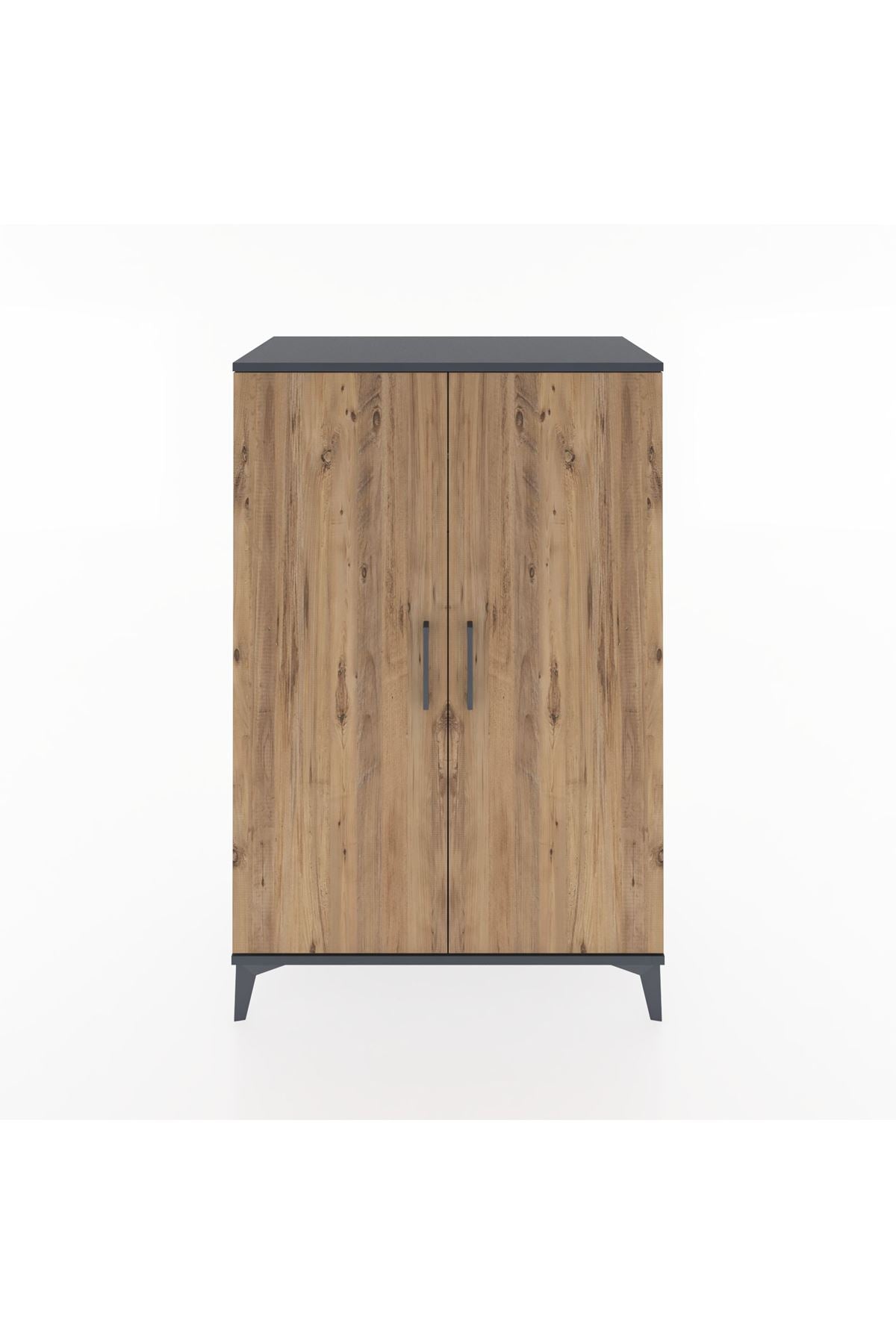 Hyperion Dolap 2 Kapaklı Tek Askılı 88x44x134 Antrasit-Çam