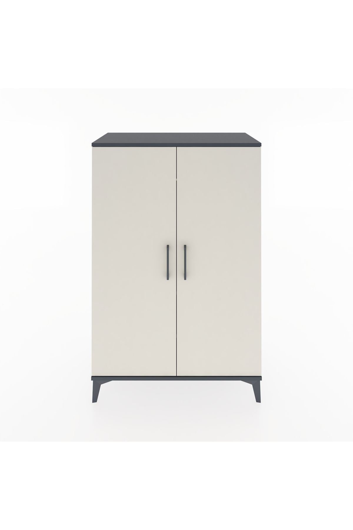 Hyperion Dolap 2 Raflı 2 Kapaklı Tek Askılı 88x44x134 Antrasit-Aytaşı