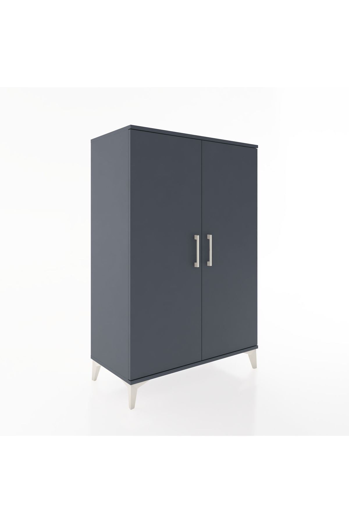 Hyperion Dolap 2 Raflı 2 Kapaklı Tek Askılı 88x44x134 Antrasit-Antrasit