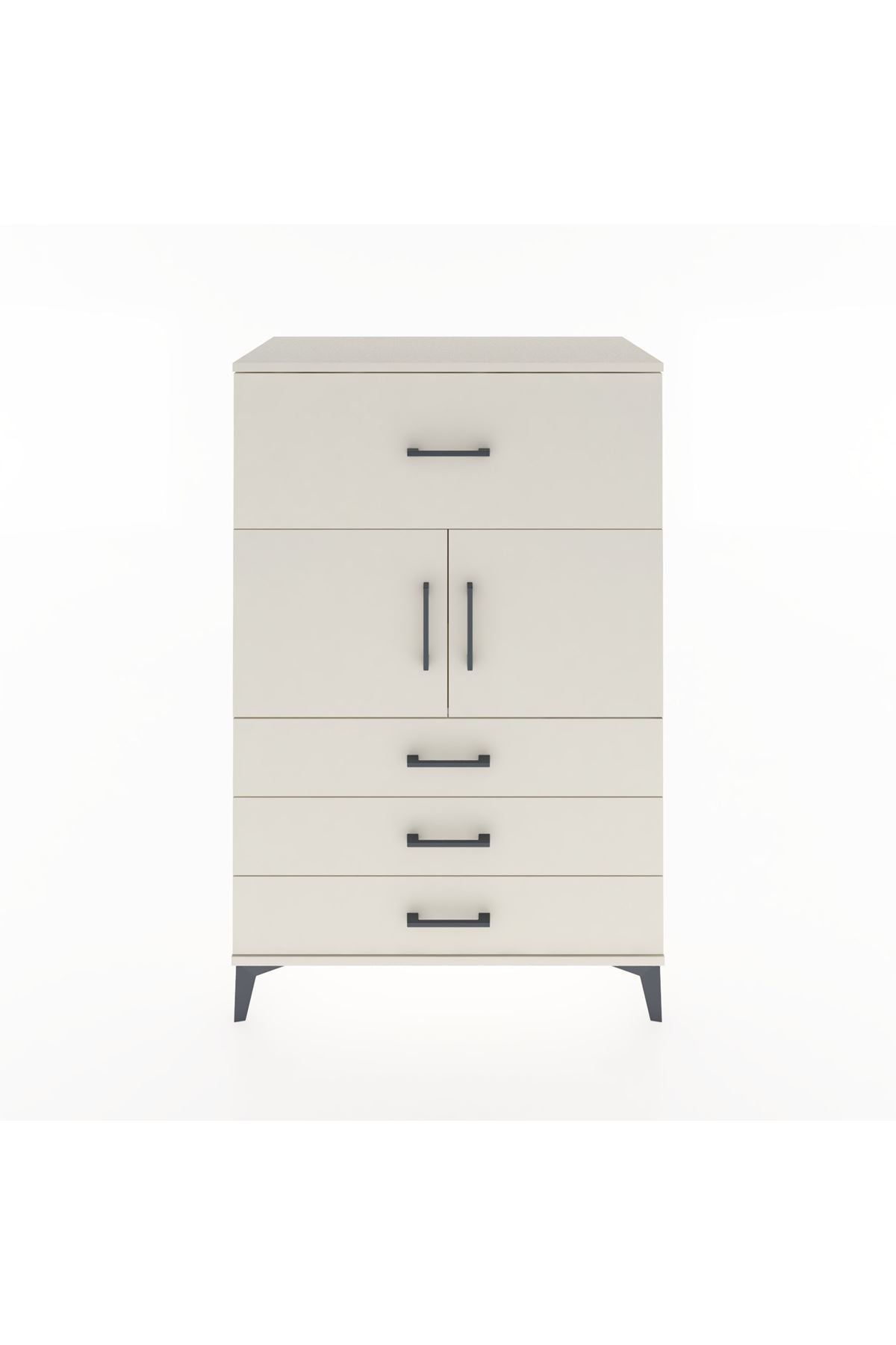 Hyperion Dolap Tek Raflı 4 Çekmeceli 2 Kapaklı 88x44x134 - S51M119V1B