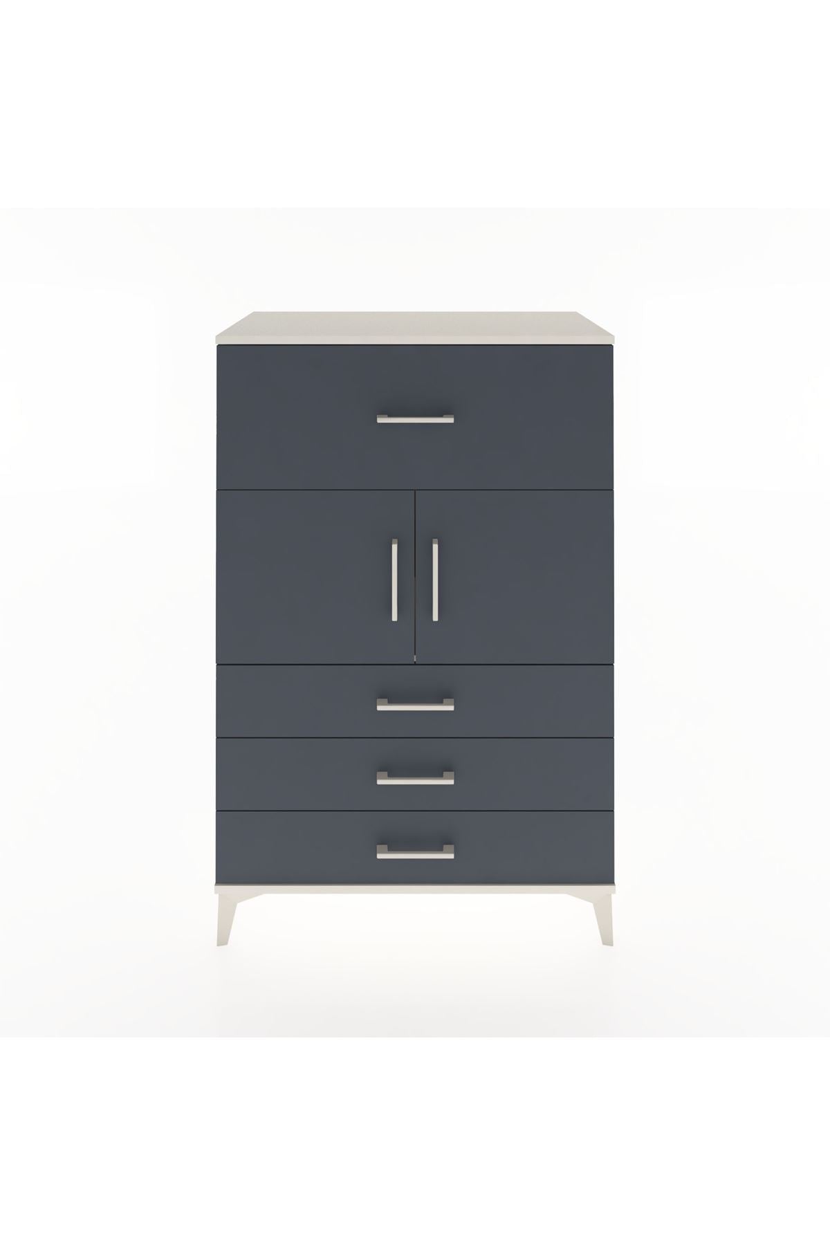 Hyperion Dolap Tek Raflı 4 Çekmeceli 2 Kapaklı 88x44x134 Aytaşı-Antrasit