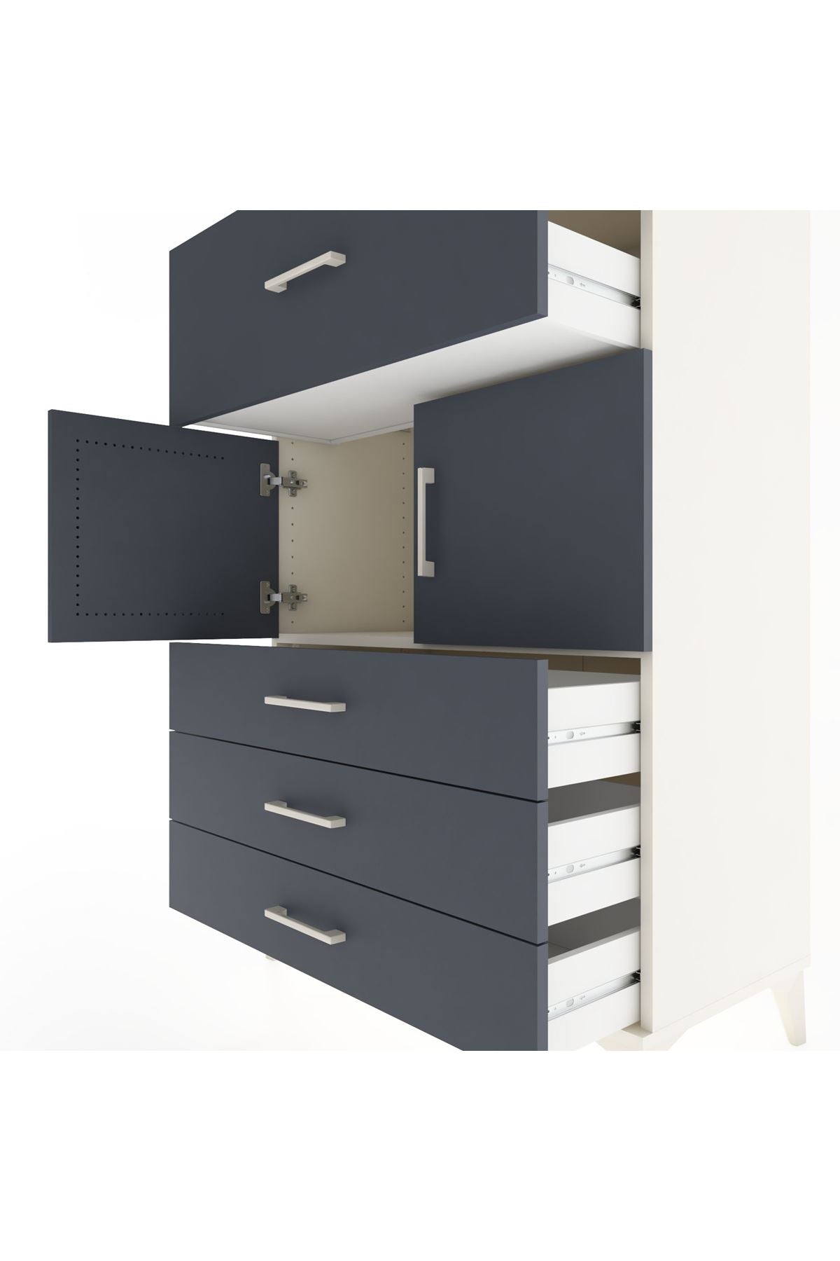 Hyperion Dolap Tek Raflı 4 Çekmeceli 2 Kapaklı 88x44x134 - S51M119V2B
