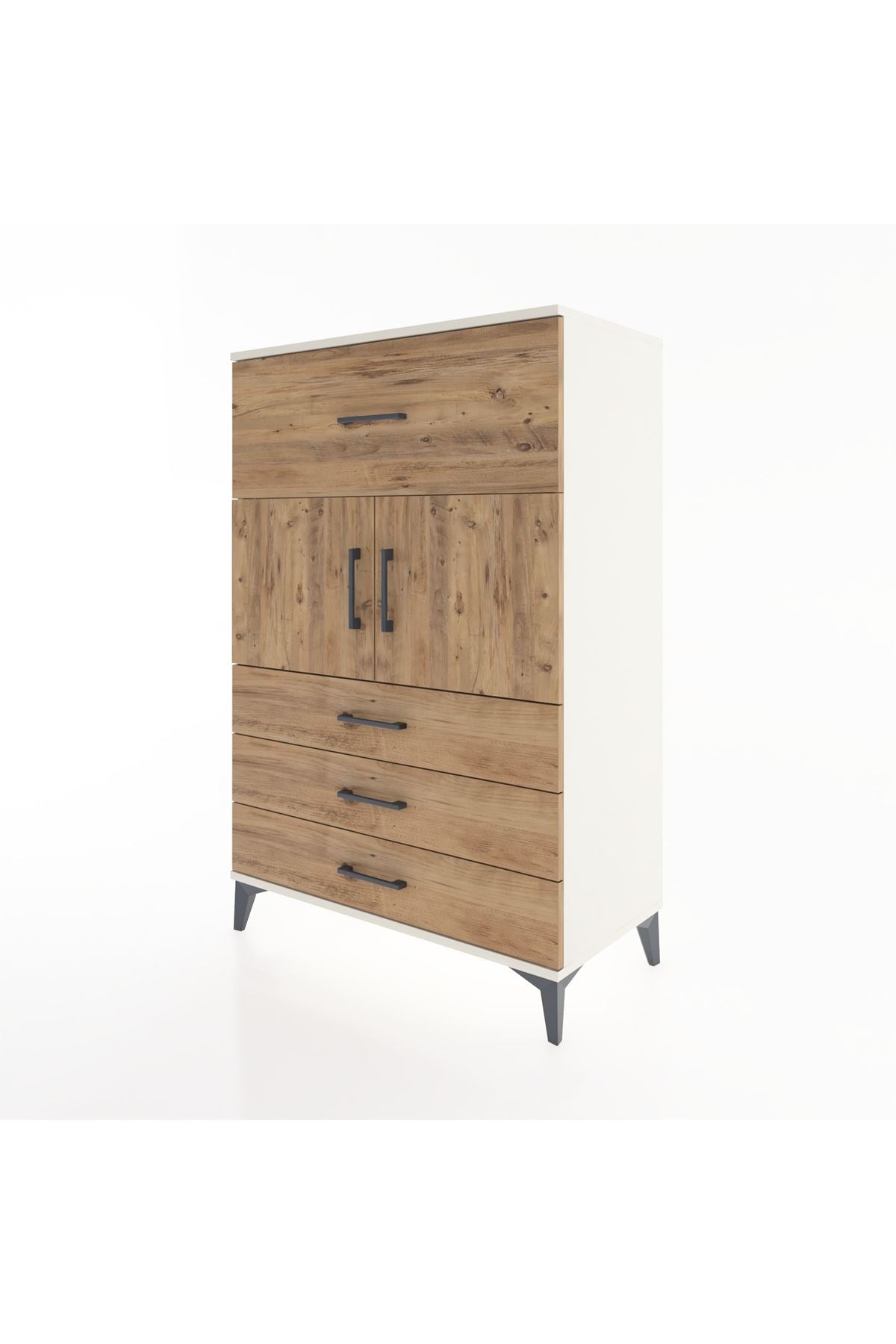 Hyperion Dolap Tek Raflı 4 Çekmeceli 2 Kapaklı 88x44x134 - S51M119V3B