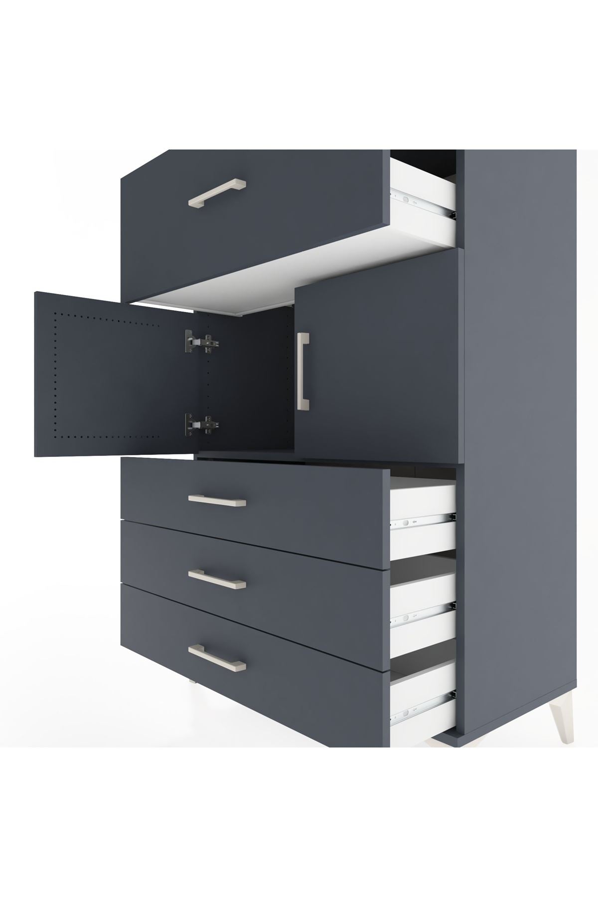 Hyperion Dolap Tek Raflı 4 Çekmeceli 2 Kapaklı 88x44x134 - S51M119V5B