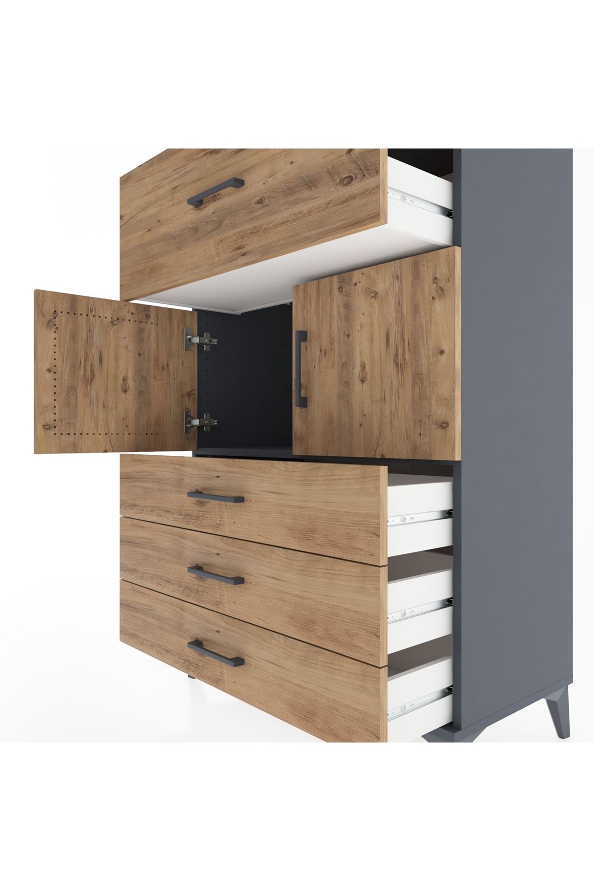 Hyperion Dolap Tek Raflı 4 Çekmeceli 2 Kapaklı 88x44x134 - S51M119V6B