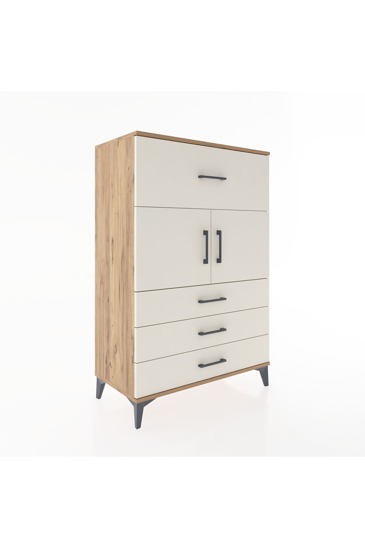 Hyperion Dolap Tek Raflı 4 Çekmeceli 2 Kapaklı 88x44x134 - S51M119V7B