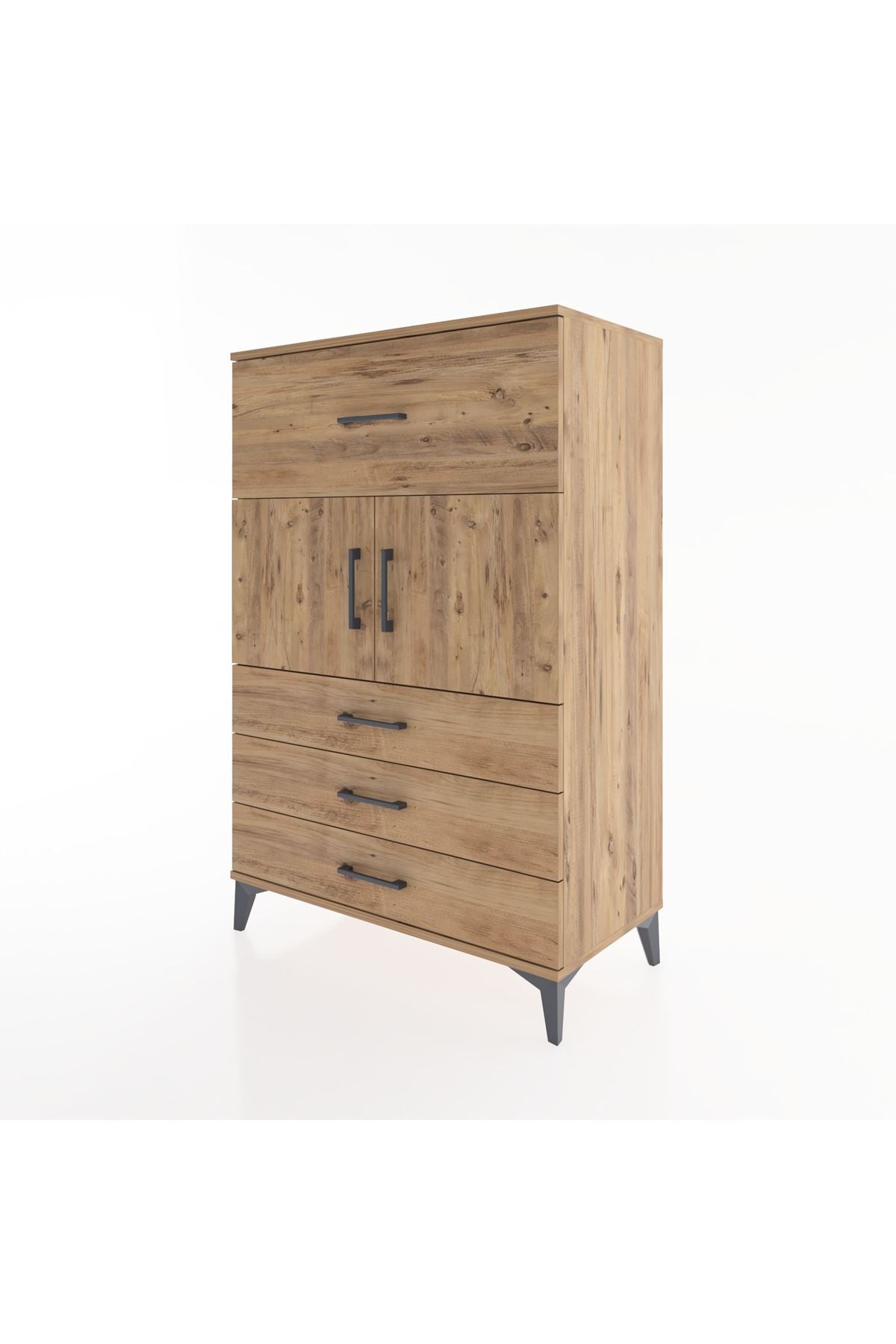 Hyperion Dolap Tek Raflı 4 Çekmeceli 2 Kapaklı 88x44x134 - S51M119V9B