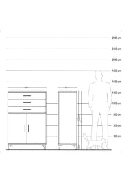 Hyperion Dolap Tek Raflı 3 Çekmeceli 2 Kapaklı 88x44x134 - S51M120V2B