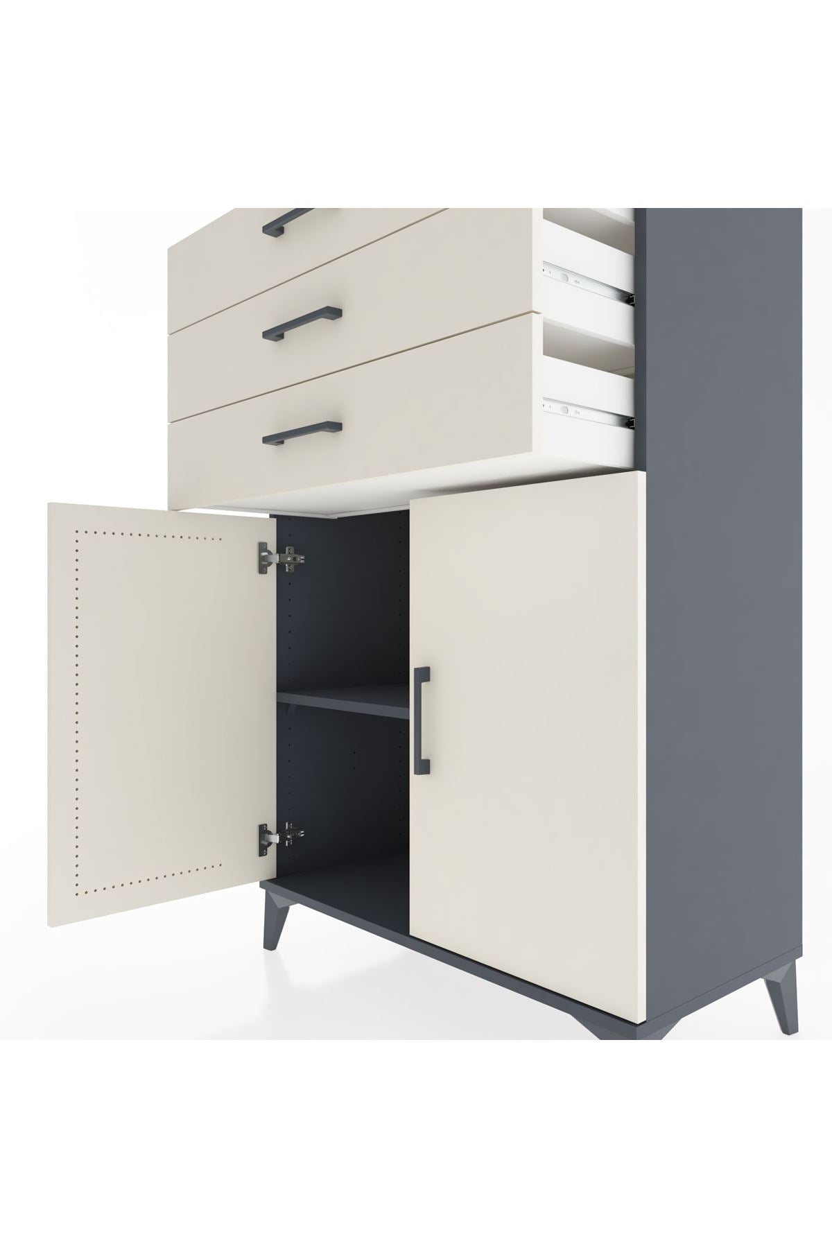 Hyperion Dolap Tek Raflı 3 Çekmeceli 2 Kapaklı 88x44x134 - S51M120V4B