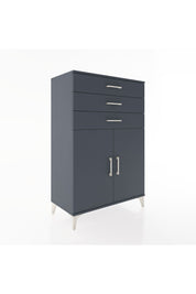 Hyperion Dolap Tek Raflı 3 Çekmeceli 2 Kapaklı 88x44x134 Antrasit-Antrasit