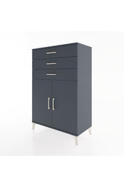 Hyperion Dolap Tek Raflı 3 Çekmeceli 2 Kapaklı 88x44x134 Antrasit-Antrasit