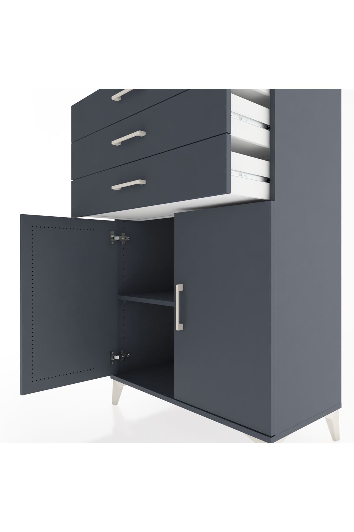 Hyperion Dolap Tek Raflı 3 Çekmeceli 2 Kapaklı 88x44x134 - S51M120V5B