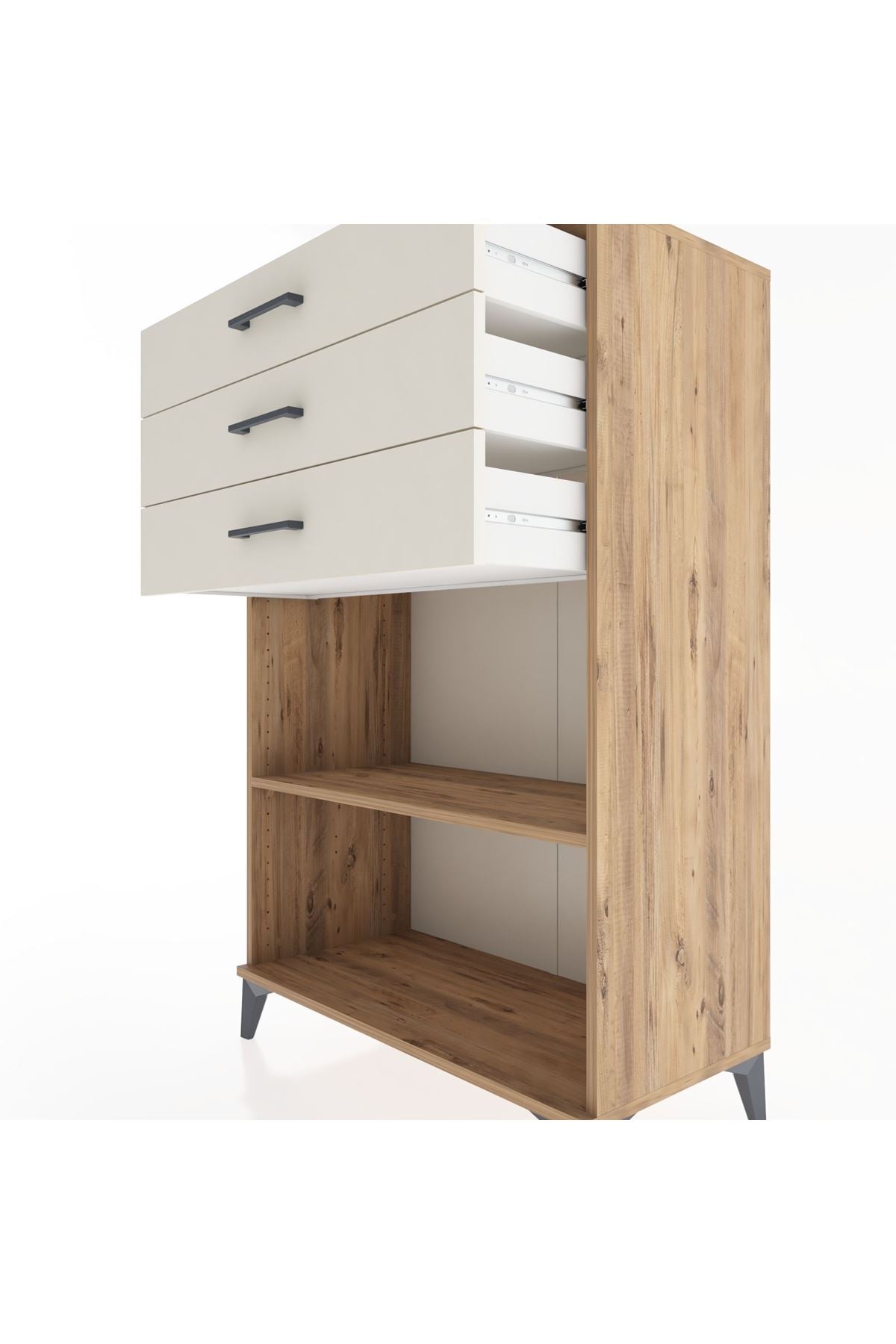 Hyperion Dolap Tek Raflı 3 Çekmeceli 88x44x134 - S51M121V7B