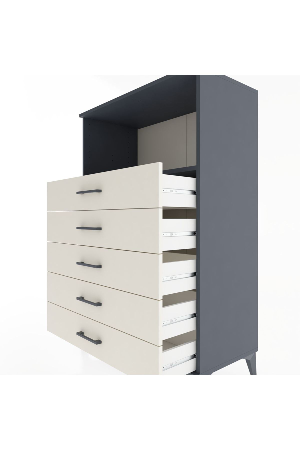 Hyperion Dolap Tek Raflı 4 Çekmeceli 88x44x134 - S51M125V4B