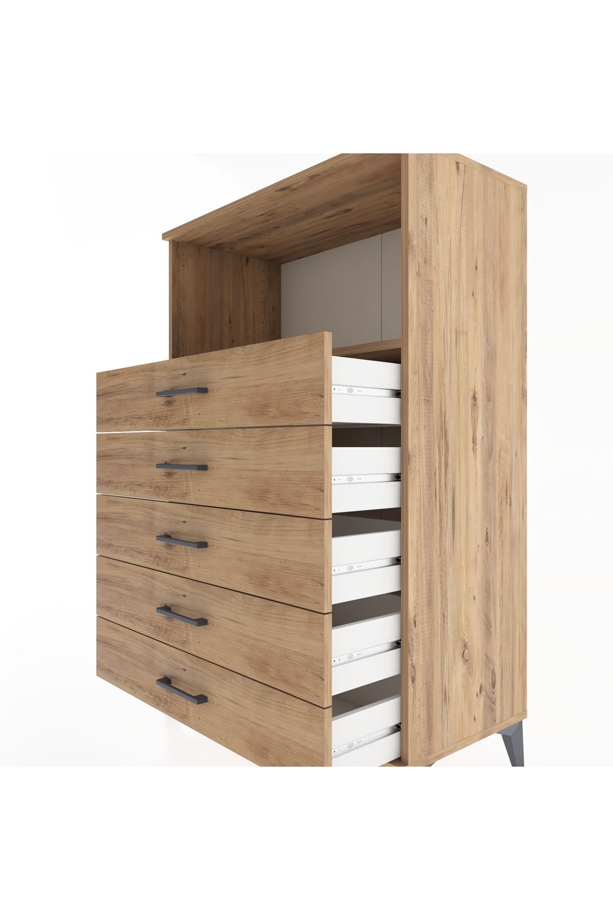 Hyperion Dolap Tek Raflı 4 Çekmeceli 88x44x134 - S51M125V9B