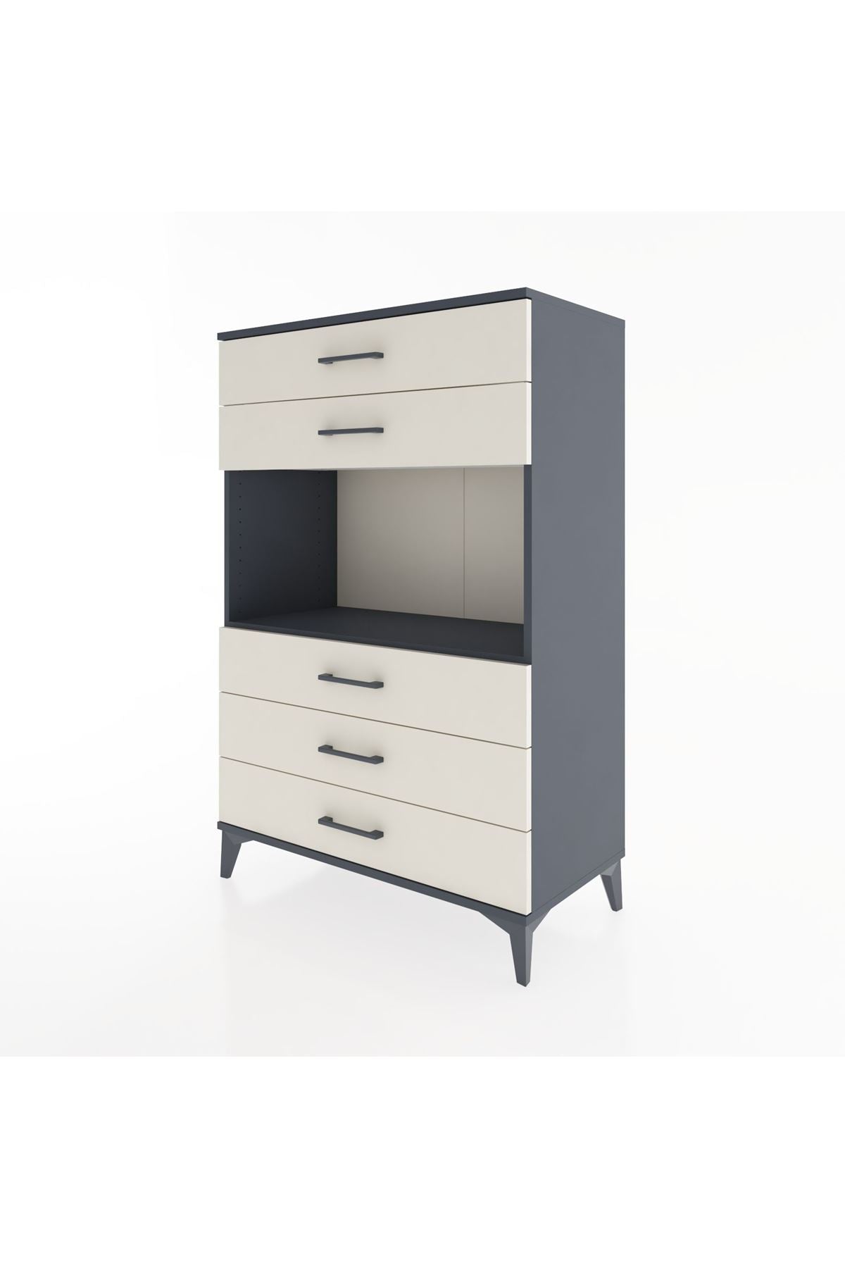 Hyperion Dolap Tek Raflı 5 Çekmeceli 88x44x134 Antrasit-Aytaşı