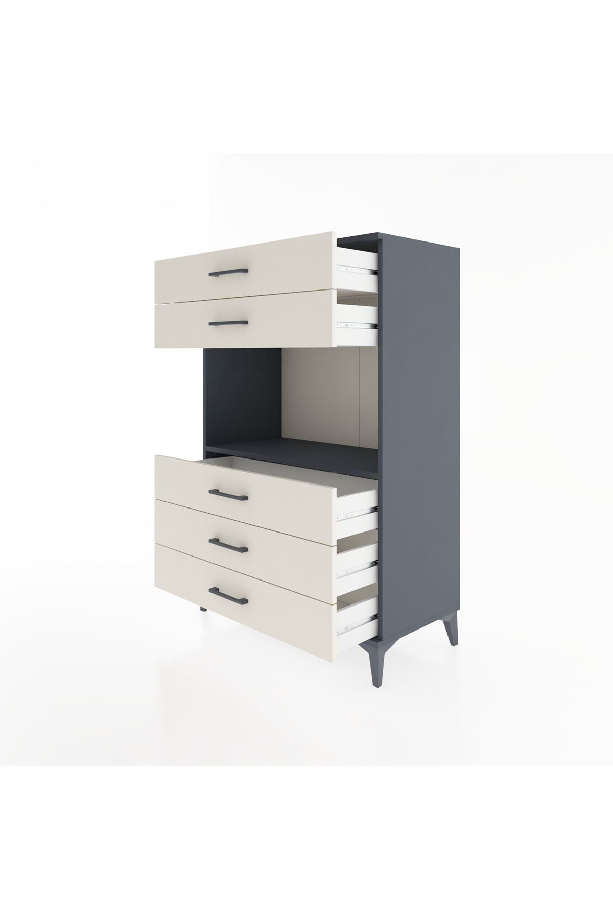 Hyperion Dolap Tek Raflı 5 Çekmeceli 88x44x134 - S51M126V4B